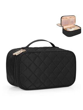 Small Makeup Bag, Travel Makeup Bag, Cosmetic Bag for Women, 2 LayerMakeup Bag